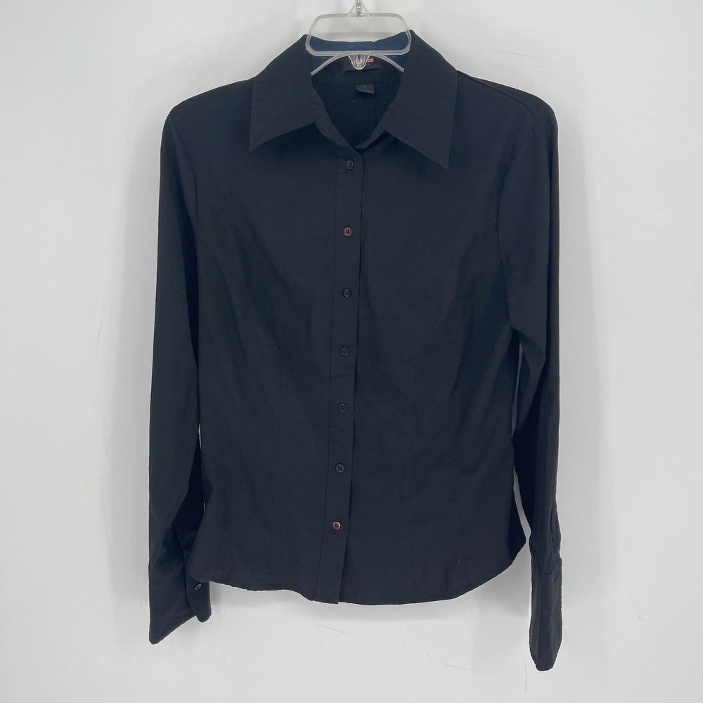 Express Women's Black Stretch Long Sleeve Button Down Shirt Size‎ 8